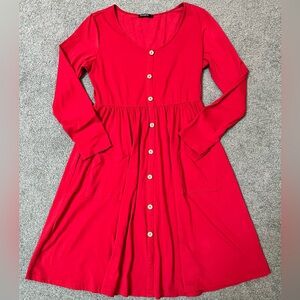Ouges Red Flare Dress | Size L